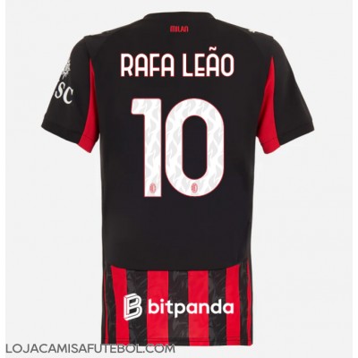 Camisa de Futebol AC Milan Rafael Leao #10 Equipamento Principal Mulheres 2025-26 Manga Curta Camisa de Futebol AC Milan Rafael Leao #10 Equipamento Principal Mulheres 2025-26 Manga Curta